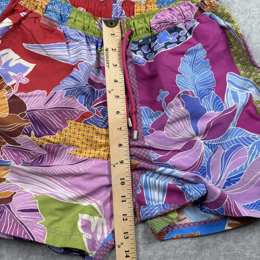 ETRO Men's M Floral Swim Trunks Multicolor Mesh Lined Drawstring Italy
